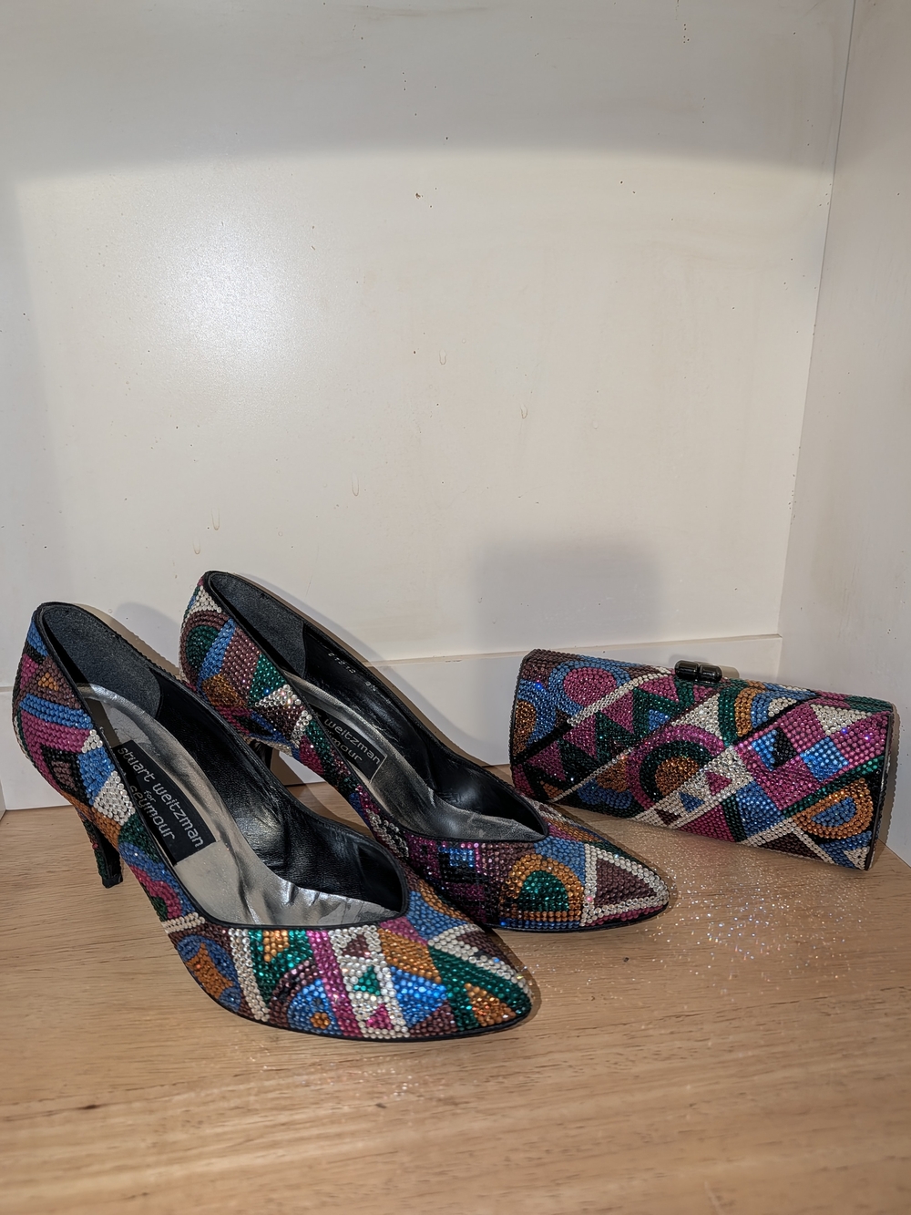 Stuart Weitzman Vintage Size 8½ Multicolor Rhinestone Pumps